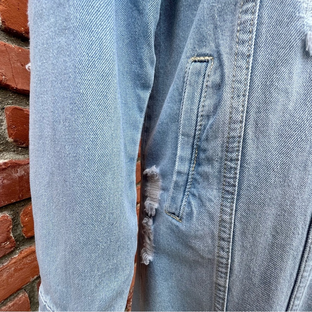 Distressed Blue Jean Long Jacket Duster Topper NWT - Picture 4 of 8
